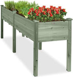 Best Choice Products 72x24x30in Raised Garden Bed, Elevated Wood Planter Box Stand for Backyard, Patio, Balcony w/Divider Panel, 6 Legs, 300lb Capacity - Sage by BestChoiceProducts