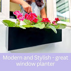 LaLaGreen Wall Planters (36 Inch, 2 Pack) Carbon Steel Black Metal Hanging Flower Pot for Succulents, Wall Mount Rectangular Long Window Sill Box Balcony Fence Floating Garden Shelf for Outdoor Decor - Image 3