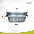Headwind Vintage Collection 14-Inch White Wash Oval Galvanized Tub with Handles – Metal Beverage Tub & Party Drink Bucket, Galvanized Bucket, Water Trough & Decorative Oval Planter by Robert Allen - Image 2