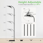 100W Grow Light for Indoor Plants, Full Spectrum LED Tall Plant Lights with Timer, Standing Floor Growing Lamp, 67" Height Adjustable for Large Many Plants - Image 6