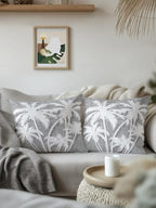 Throw Pillow 16x16 Inch, Coastal Palm Tree Waterproof Outdoor Pillow Covers for Patio with Insert, Tropical Plants Botanical Vintage Gray Decorative Pillowcase Cushion for Couch, Sofa, Bed, Garden - Image 3