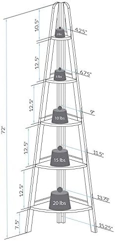 Casual Home 100% Solid Wood 5-Shelf Ladder Bookcase, Corner, 72"H, Espresso - Image 3