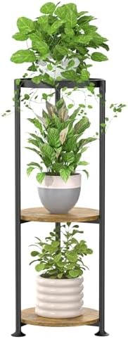iDavosic.ly 3 Tier Corner Metal Plant Stand Indoor, 34 In Tall, Black Brown by iDavosicly