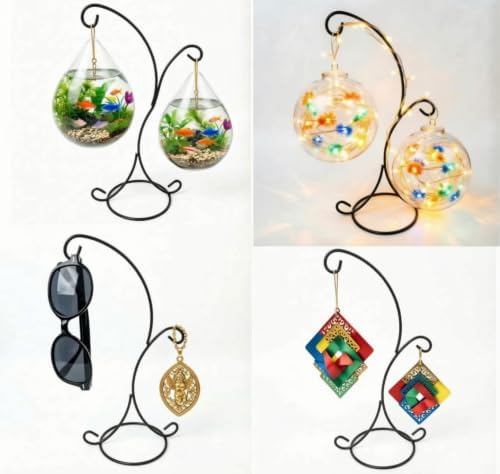 14.2 Inches Tall Iron Ornament Display Stand with Double Hooks, 【6 Pack】, Black Pothook Stand, Tabletop Ornament Hanger for Hanging Air Plants, Glass Terrariums, Planters, Pictures & Globes, Sturdy Balanced Tabletop Decor for Home Office Party Wedding ... - Image 3
