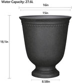 16" Recycled Resin Urn Planter, Weatherproof Drainage Holes, Outdoor Black - Image 2