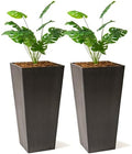 XBrand Modern 30-Inch Tall Square Planter, Tapered, Perfect for Indoor & Outdoor, Patio Decor, Set of 2, Black by XBrandHomeGarden