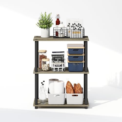 Furinno Turn-N-Tube Book Shelf, 3-Tier Bookshelf, Bookcase with Multipurpose Compact Display Rack, 11.6 x 23.6 x 29.6, for Living Room, Bedroom, Home Office, French Oak/Black - Image 6