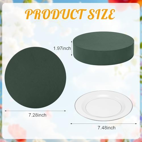 Threlaco 12 Sets Round Floral Foam with Clear Plastic Saucers, 7 Inches - Image 2