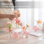 Glasseam Mushroom Glass Bud Vase Set of 5, Pink Small Vases for Flowers - Image 4