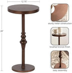 Kate and Laurel Stratton Round Pedestal Drink Table; 13 x 13 x 26; Bronze; Decorative Mini Table for Use as Indoor Plant Stand or Cute Martini Table - Image 3