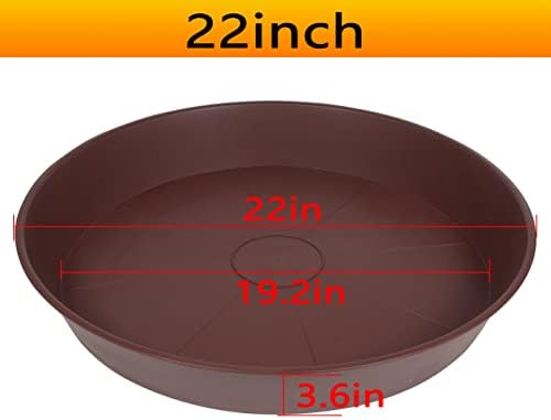 3 Pack of 20 22 inch Plant Saucer (19.2 Inch Base), 3.6" Depth Tray, Large Garden Plastic Flower Planter Plant Trays for Indoors Outdoor (22", Chocolate) - Image 2
