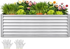 YITAHOME 6x3x3ft Galvanized Raised Garden Bed, Metal Planter Box with Safety Rubber, Gloves, Outdoor Flower Bed for Planting Plants Vegetables, Silver by YITAHOME