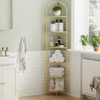 Homhedy 6-Tier Gold Corner Shelf Stand, Metal Corner Bookshelf - Image 4