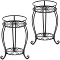 FaithLand 2 Tier Black Metal Plant Stand Indoor Outdoor, 19.4", 2 Pack by FaithLand