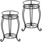 FaithLand 2 Tier Black Metal Plant Stand Indoor Outdoor, 19.4", 2 Pack by FaithLand