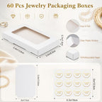 Crtiin 60 Pack Jewelry Gift Boxes Set with Clear Window, White - Image 2