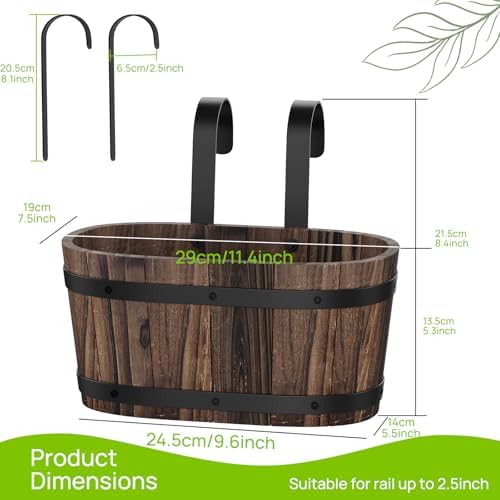 2Pack Wood Fence planters Window boxes planters Railing planter box porch - Image 5