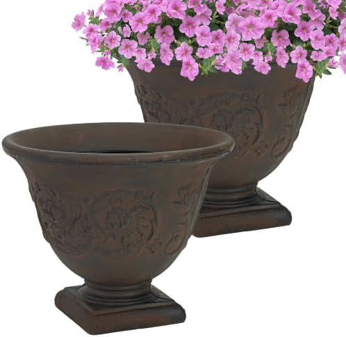 Sunnydaze Darcy 16'' Large Round Plant Pot, 2pk, Rust by SunnydazeDecor