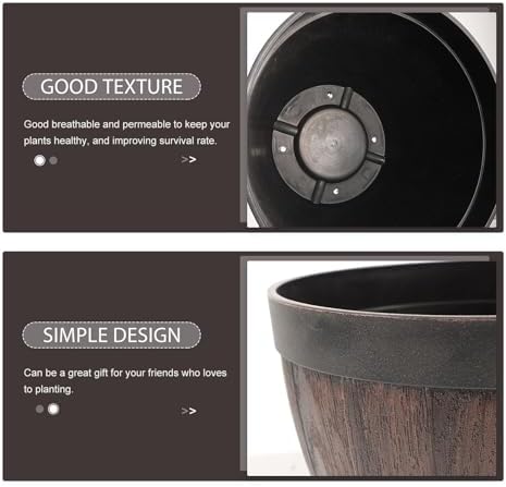 Beaupretty Xmas 2 Sets Faux Wooden Planter with Saucers for Garden Plant - Image 3
