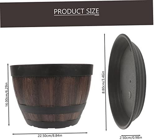 4sets Imitation Wooden Drainage Hole with Saucers Retro Flower Pots for Use for Garden Decoration - Image 6
