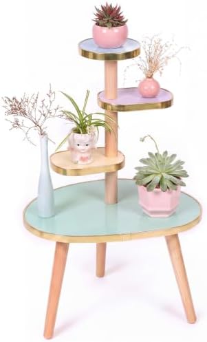 Amyhill Mid Century Modern Decor for Home 4-tier Plant Stand Colorful Mid Century End Table Modern Storage Shelf for Living Room, Bedroom, Balcony, Boho Home Decor (Pastel) by Amyhill