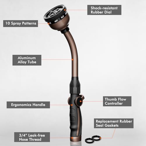 RESTMO Watering Wand Heavy Duty, 15-Inch Long Hose Nozzle Sprayer - Image 2