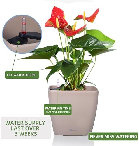 Dexceder 15x14 Self Watering Planter with Wheels (Taupe Matte) - Image 5