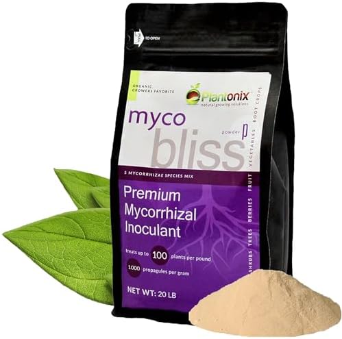 Myco Bliss Powder (20lbs) - Mycorrhizal Fungi for Soil - 5 Strain Mycorrhizal Inoculant with 1000 Propagules Per Gram - Highly Concentrated Mycorrhizae for Plants, Potting Soil, & Garden Soil by Plantonix