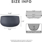 Kante Accent Round Bowl Charcoal Concrete Planter 16" Dia, Outdoor - Image 2