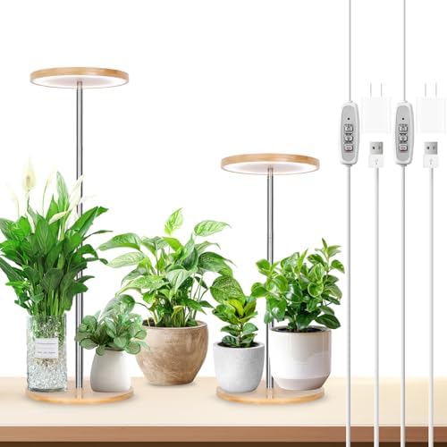 LORDEM Grow Lights for Indoor Plants with Base, Bamboo Design, Timer by LORDEMLEDPlantGrowLight