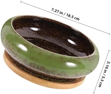 2 Sets Ceramic Bonsai Planter Pot with Tray, Flower Container - Image 2