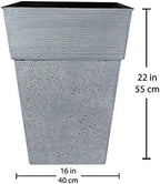 The HC Companies 22 Inch Avino Tall Square Planter - Decorative Indoor Outdoor Plant Pot for Front Porch, Deck, Patio and Home, Oxidized Black - Image 5