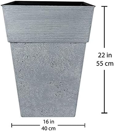 The HC Companies 22 Inch Avino Tall Square Planter - Decorative Indoor Outdoor Plant Pot for Front Porch, Deck, Patio and Home, Oxidized Black - Image 5
