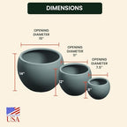 Beuta Large Poly Planters for Outdoor Plants - Set of 3, 8/12/14 Inches Outdoor Planters for Porch - Tall Planter for Outdoor & Indoor Plants | Large Indoor Plant Pot - USA Made - Grey - Image 7