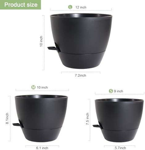 WSMKSZ 12/10/9 inch Self Watering Pots for Indoor Outdoor Plants, Set of 3 - Image 2