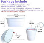 LaLaGreen Large Rail Planter (17 in, 4 Pack) White Metal Balcony Fence Pots - Image 2