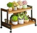 Plant Stand, Bamboo Ladder Shelf Display Shelf, Multi-Tier Planter Holder with wheel for Home Garden Patio Balcony Indoor Outdoor Use,80*40*65cm by Unknown