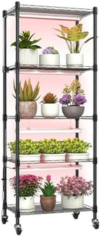 Plant shelf with grow light, 5-Tier 96W 23.2"L x 13.4"W x 61.4"H by Aouipris