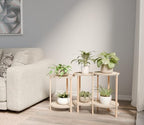 3 Pack Wooden Plant Stand Set for Indoor Outdoor, Modern Plant Holder Shelf - Image 6