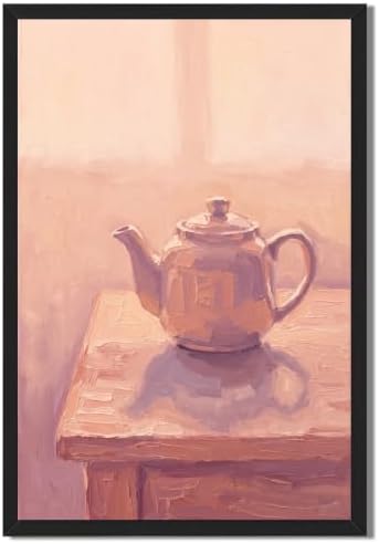 Teapot Still Life Wall Art, Black Framed Modern Impressionist Print by Unknown