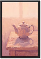 Teapot Still Life Wall Art, Black Framed Modern Impressionist Print by Unknown