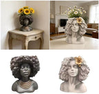 Resin Plant Container Flower Pots with Artistic Head Top Great for Succulents Small Space Gardening Elegant Sappy Flower Pots - Image 2