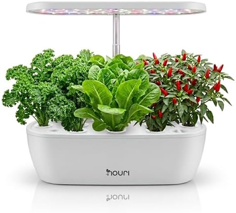 Nouri Hydroponics Growing System, 12 pod Smart Indoor Herb Garden Kit with LED Grow Lights, Hydroponic Herb Garden Indoor for Plant Lovers, Gardeners, Kitchen, Lettuce Seeds Included by Nouri