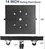 14 Inch Square Plant Caddy with Wheels Outdoor Indoor, Rolling Plant Stand for 400lb Heavy Duty Flower Pots, Square Plant Rollers Lockable Potted Planter Dolly, 2 Pack Black - Image 2