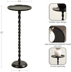 Kate and Laurel Ropa Transitional Round Pedestal Drink Table, 9 x 9 x 22, Black, Decorative Cast Aluminum Mini Table with Spiral Rope Design for Use as Indoor Plant Stand or Living Room Accent - Image 3
