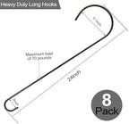 8 Pack 24 Inch Large Tree Branch Hooks Long S Hooks for Hanging Plants, Bird Feeder Hook for Tree, Metal Garden Hooks for Hanging Baskets, Plants, Lanterns Outdoor and Indoor Uses (Black) - Image 3