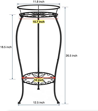 FaithLand 2 Tier Tall Black Metal Plant Stand Indoor Outdoor, 26.5" - Image 6