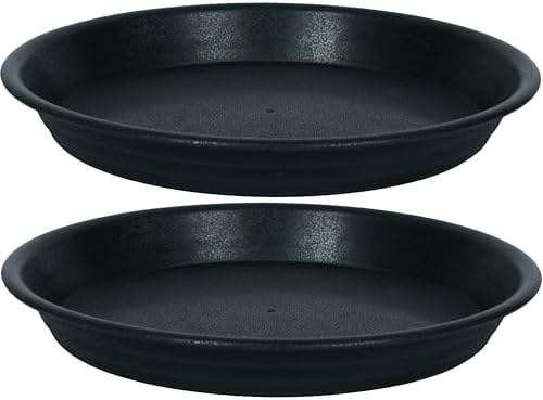 2 Pack of 18 19 inch Plant Saucer, Large Deep Plastic Flower Planter Saucers and Drip Trays for Indoors Outdoors, Heavy Durable Plant Plate Water Catcher, Tray for Planter 15-19" (18", Black) by Unknown