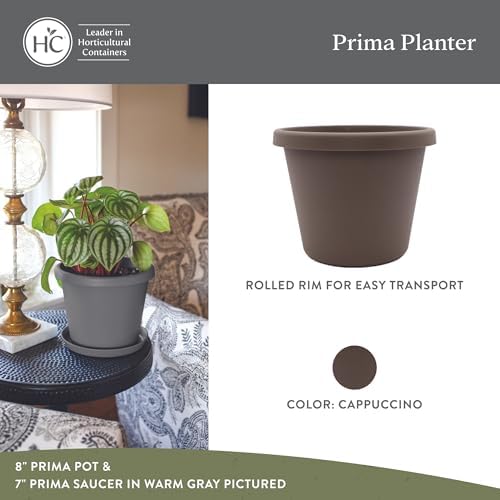 The HC Companies Prima Round Planter Pot, 10 Inch, Cappuccino, 2-Pack - Image 2