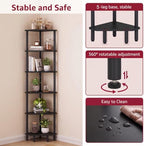 6 Tier Corner Shelf, Narrow Display Shelf Stand, Corner Bookshelf - Image 5